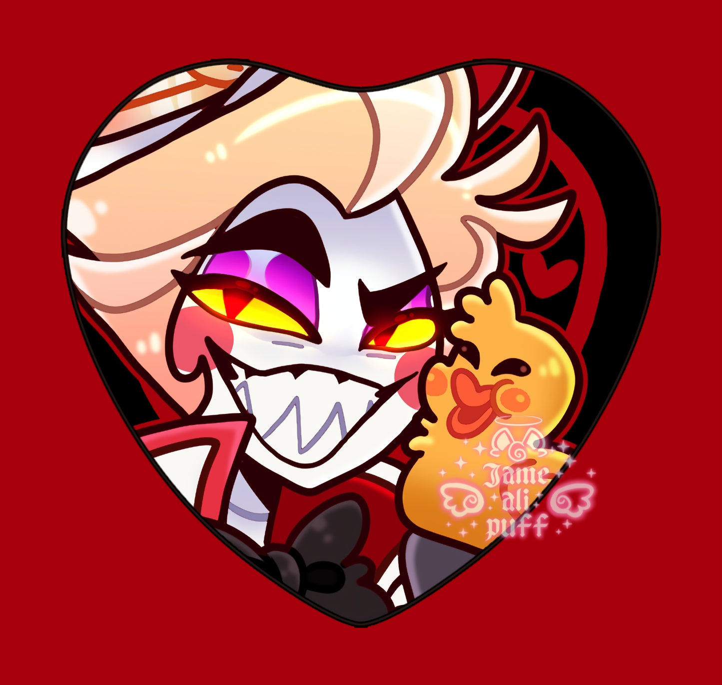 Hazbin Heart Holographic Ship Buttons - FANMADE Mix n Match Handmade Individual Duo All By Jamealipuff