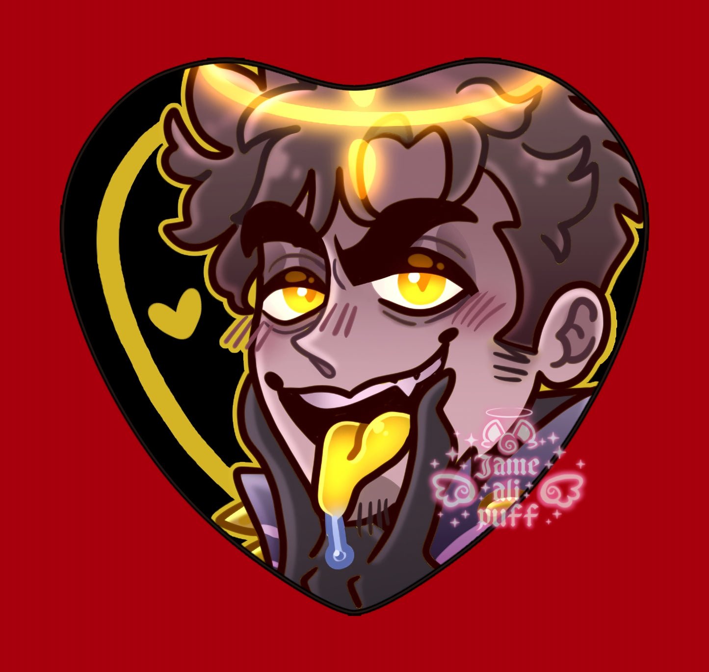Hazbin Heart Holographic Ship Buttons - FANMADE Mix n Match Handmade Individual Duo All By Jamealipuff