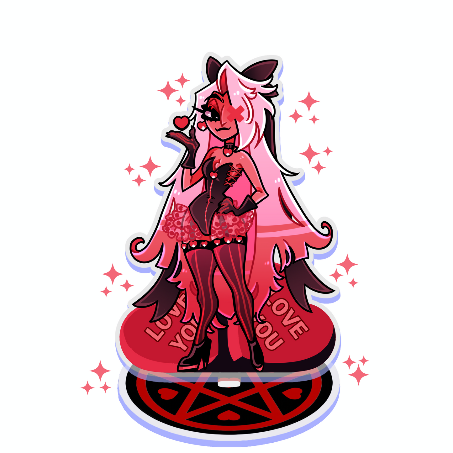 Vaggi - IN HAND Valentine’s 2025 FANMADE Hazbin Hotel Acrylic Standee By Jamealipuff