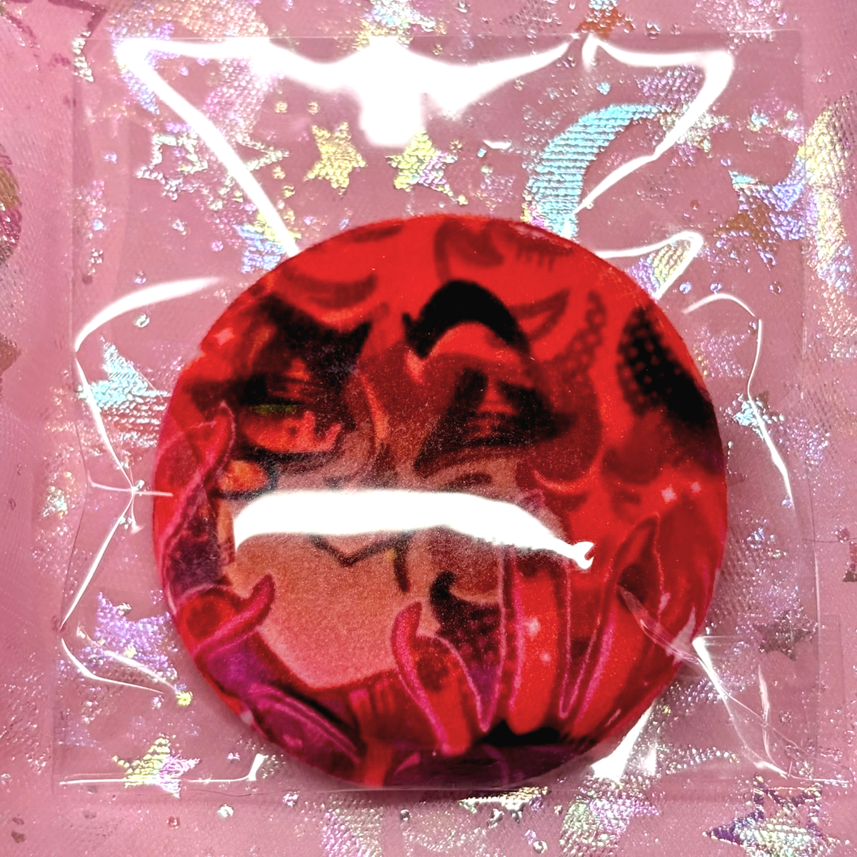 Hazbin Hotel IN HANDS 3D Cheek Poke Plush Button Pins By Jamealipuff