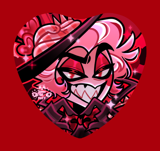 Hazbin Valentine's Heart Holographic Ship Buttons - FANMADE Mix n Match Handmade Individual Duo All By Jamealipuff