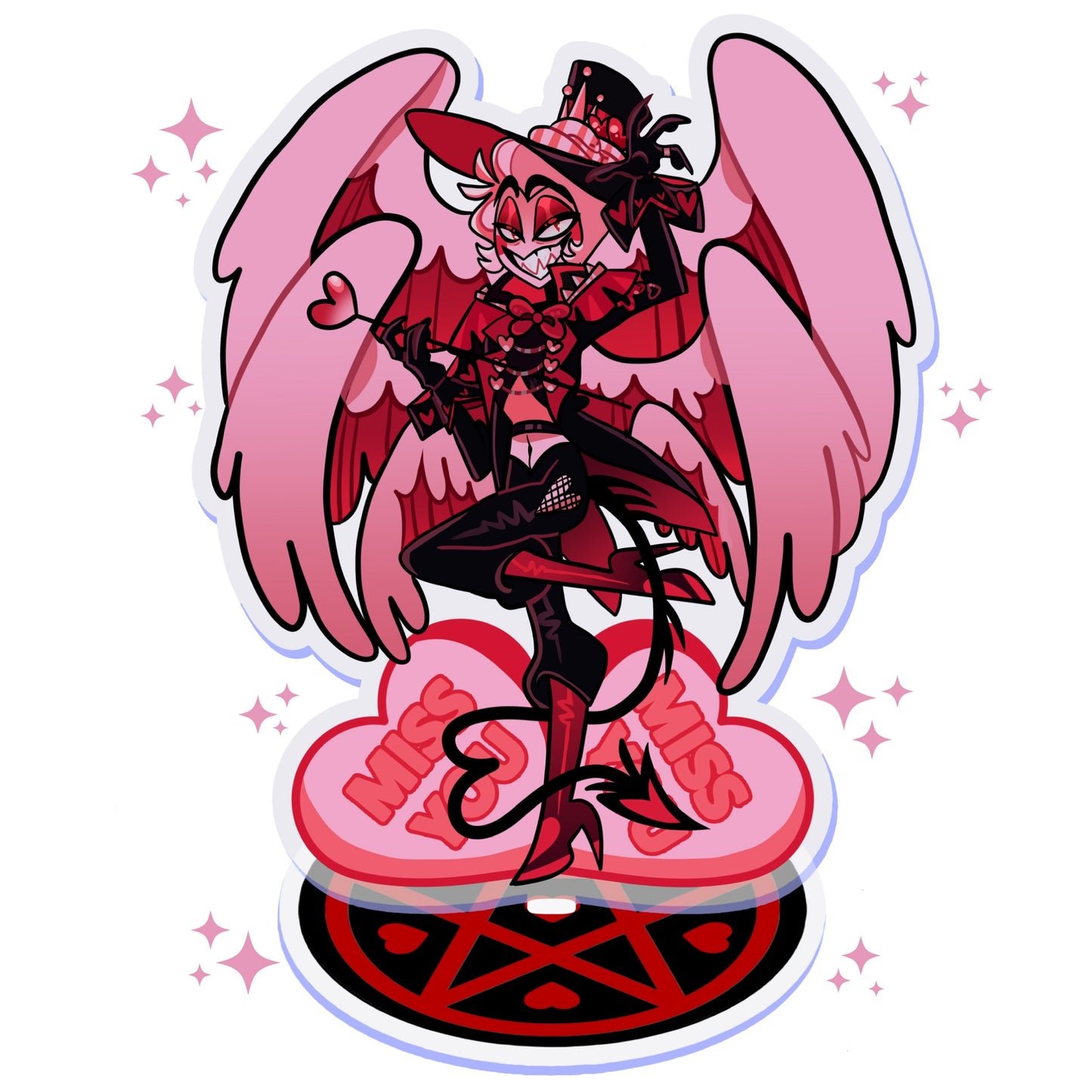 Lucifer Morningstar - PREORDER Valentine’s 2025 FANMADE Hazbin Hotel Acrylic Standee By JamealipuffR