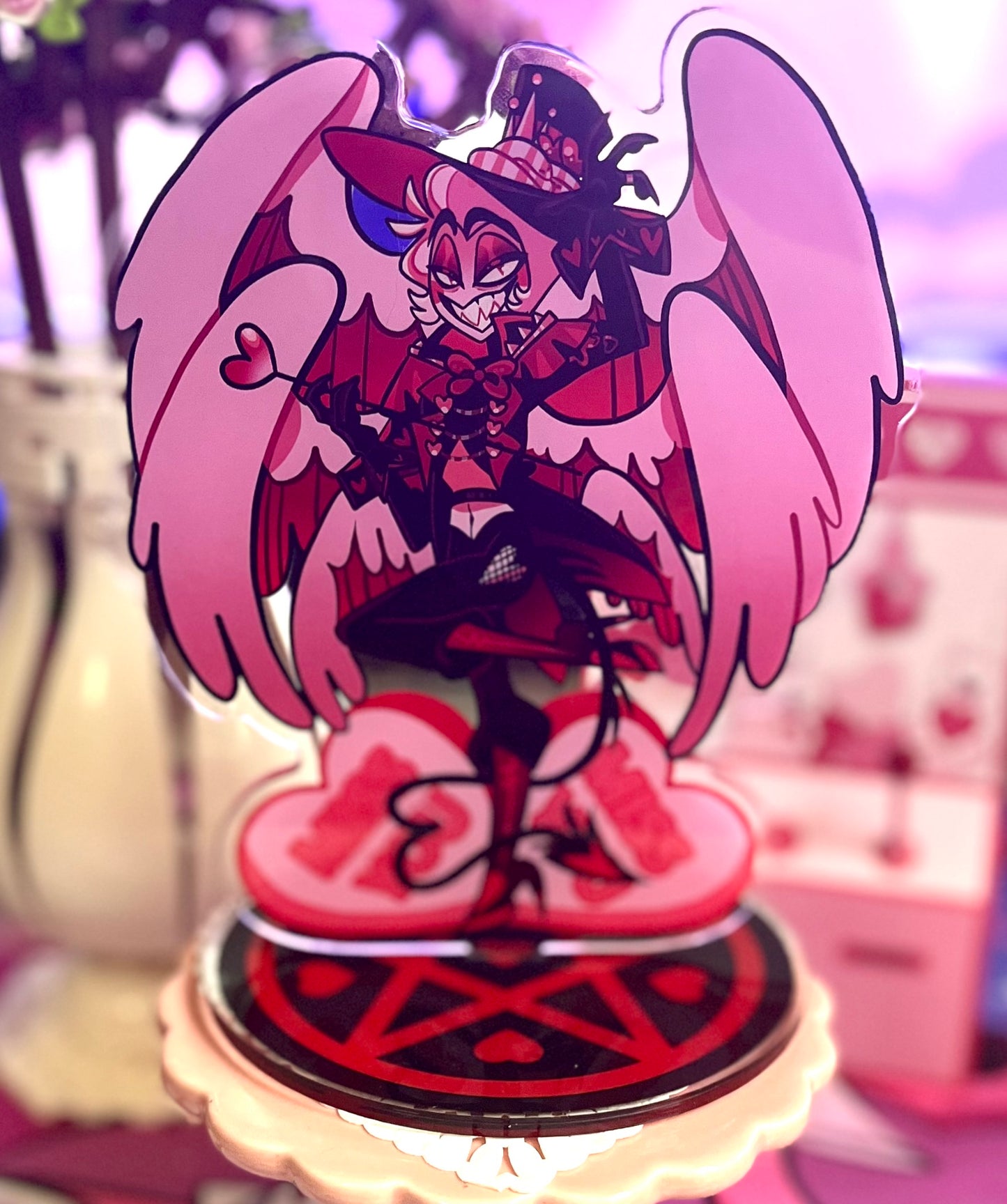 Lucifer Morningstar - PREORDER Valentine’s 2025 FANMADE Hazbin Hotel Acrylic Standee By JamealipuffR