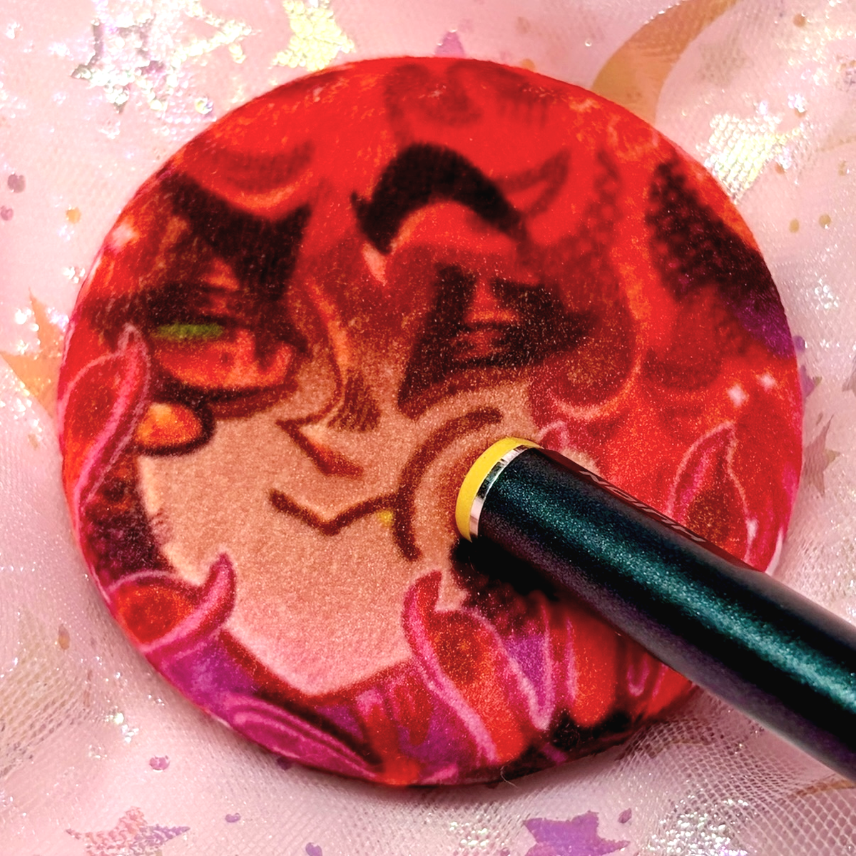 Hazbin Hotel IN HANDS 3D Cheek Poke Plush Button Pins By Jamealipuff