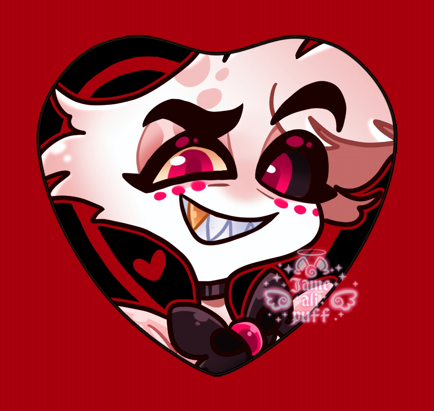 Hazbin Heart Holographic Ship Buttons - FANMADE Mix n Match Handmade Individual Duo All By Jamealipuff