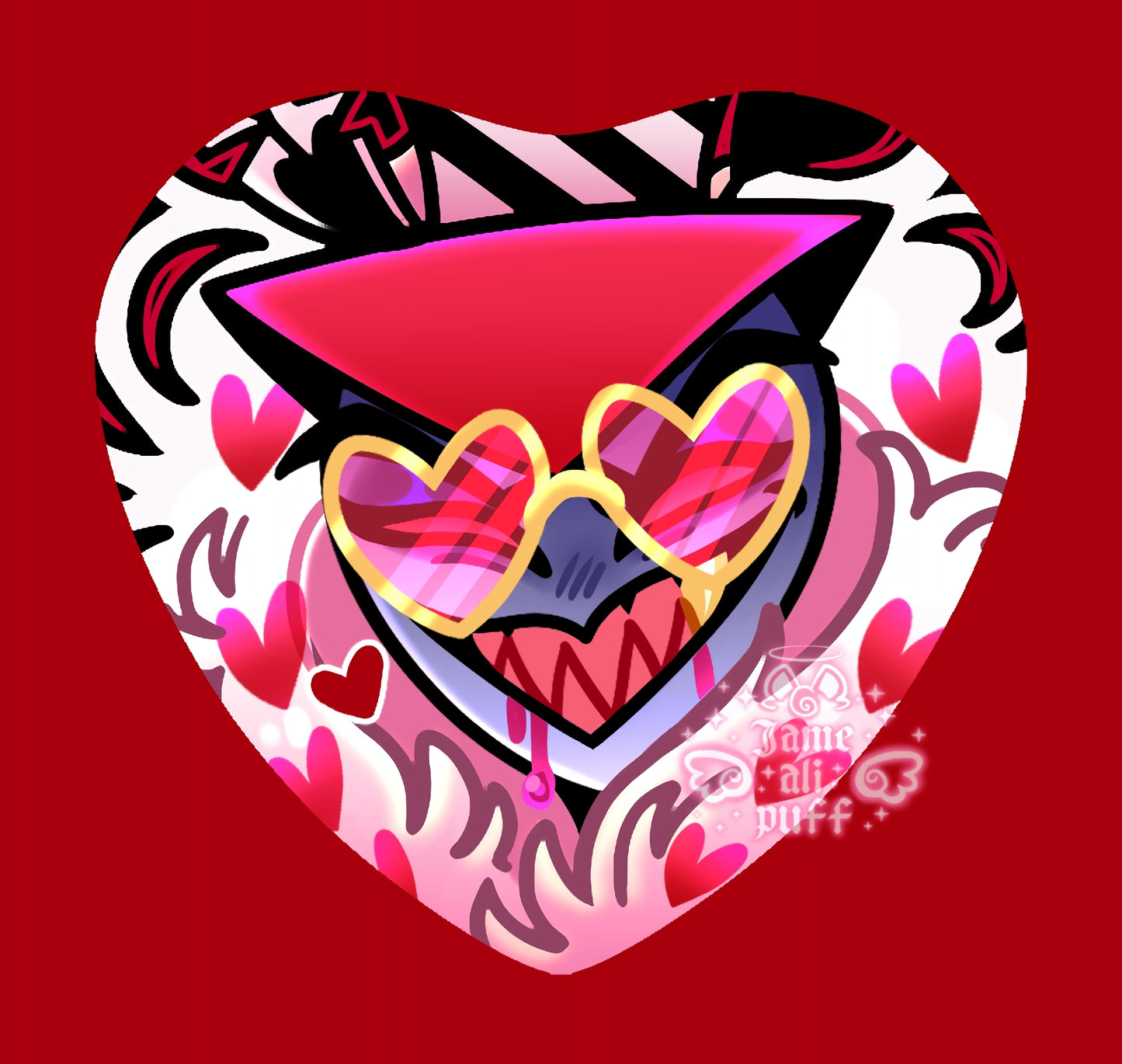 Hazbin Heart Holographic Ship Buttons - FANMADE Mix n Match Handmade Individual Duo All By Jamealipuff