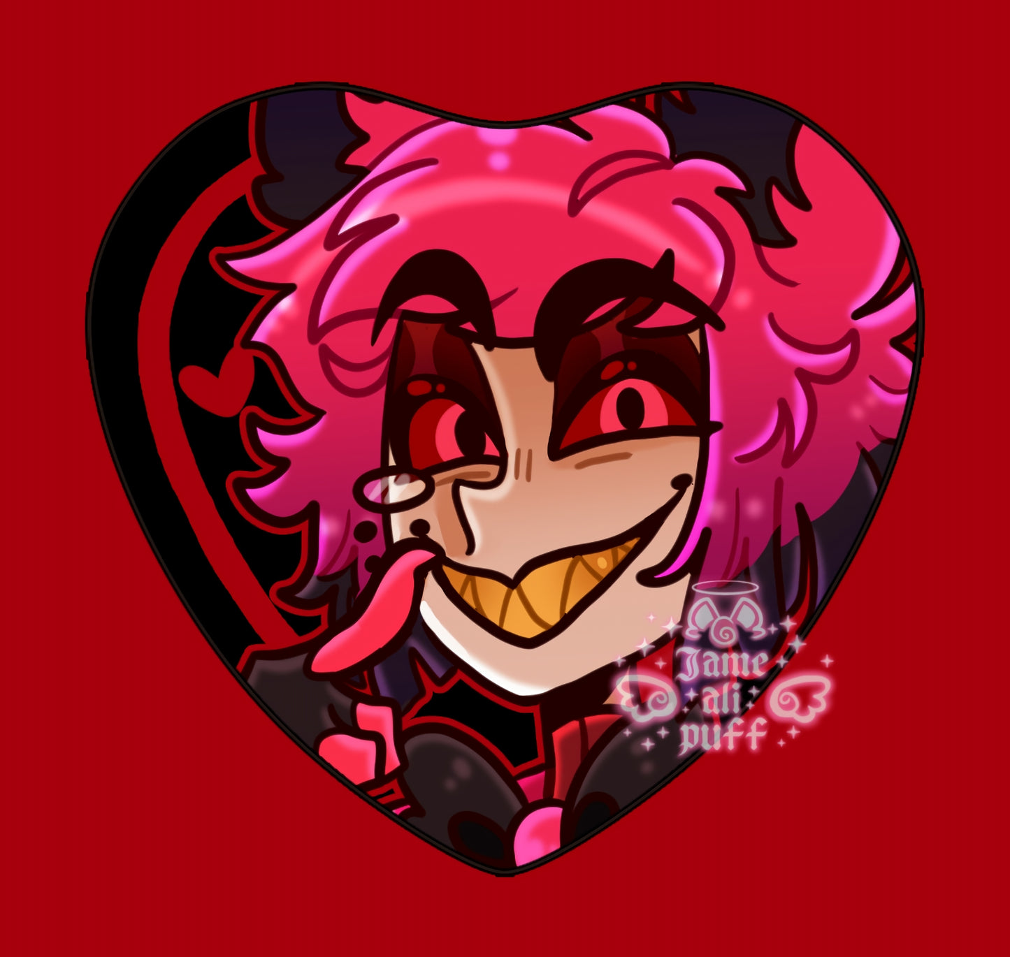 Hazbin Heart Holographic Ship Buttons - FANMADE Mix n Match Handmade Individual Duo All By Jamealipuff