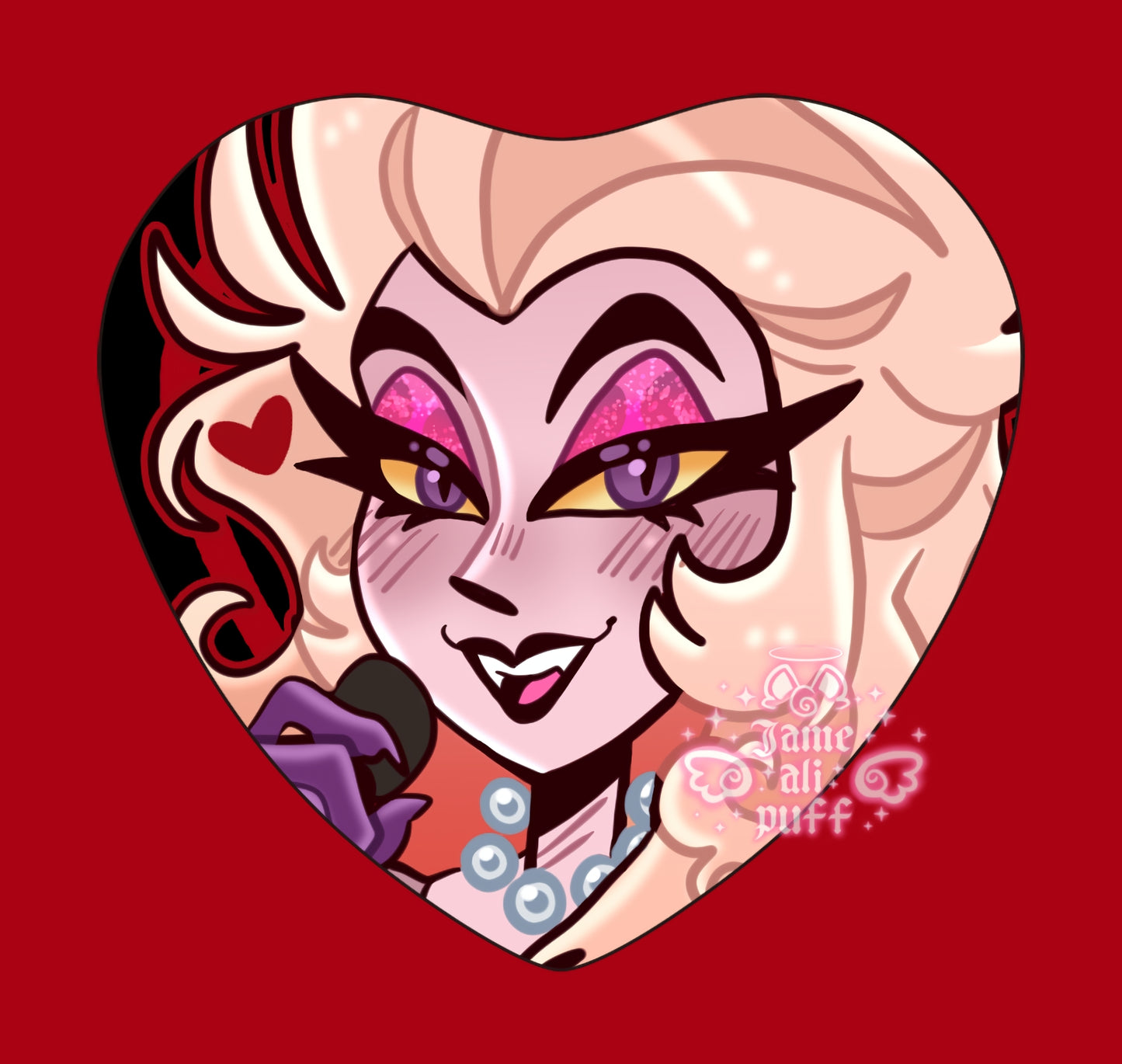 Hazbin Heart Holographic Ship Buttons - FANMADE Mix n Match Handmade Individual Duo All By Jamealipuff