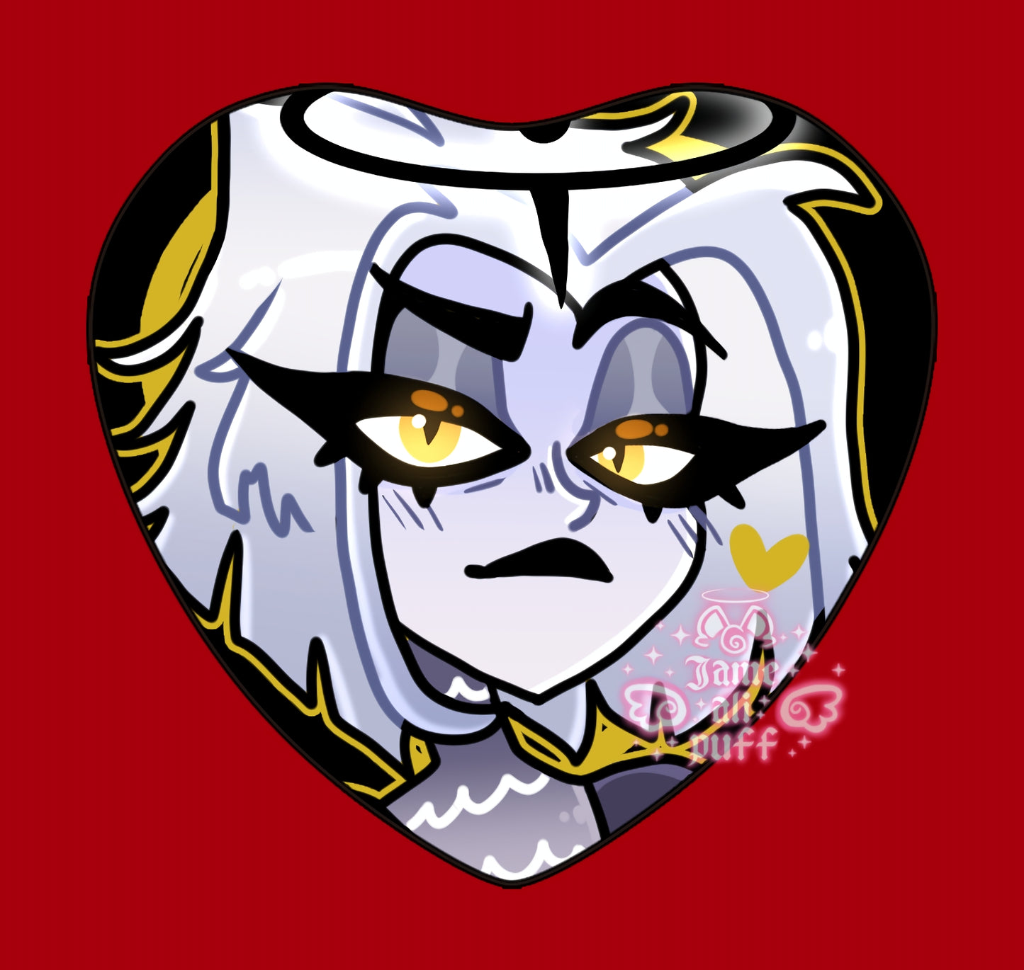 Hazbin Heart Holographic Ship Buttons - FANMADE Mix n Match Handmade Individual Duo All By Jamealipuff