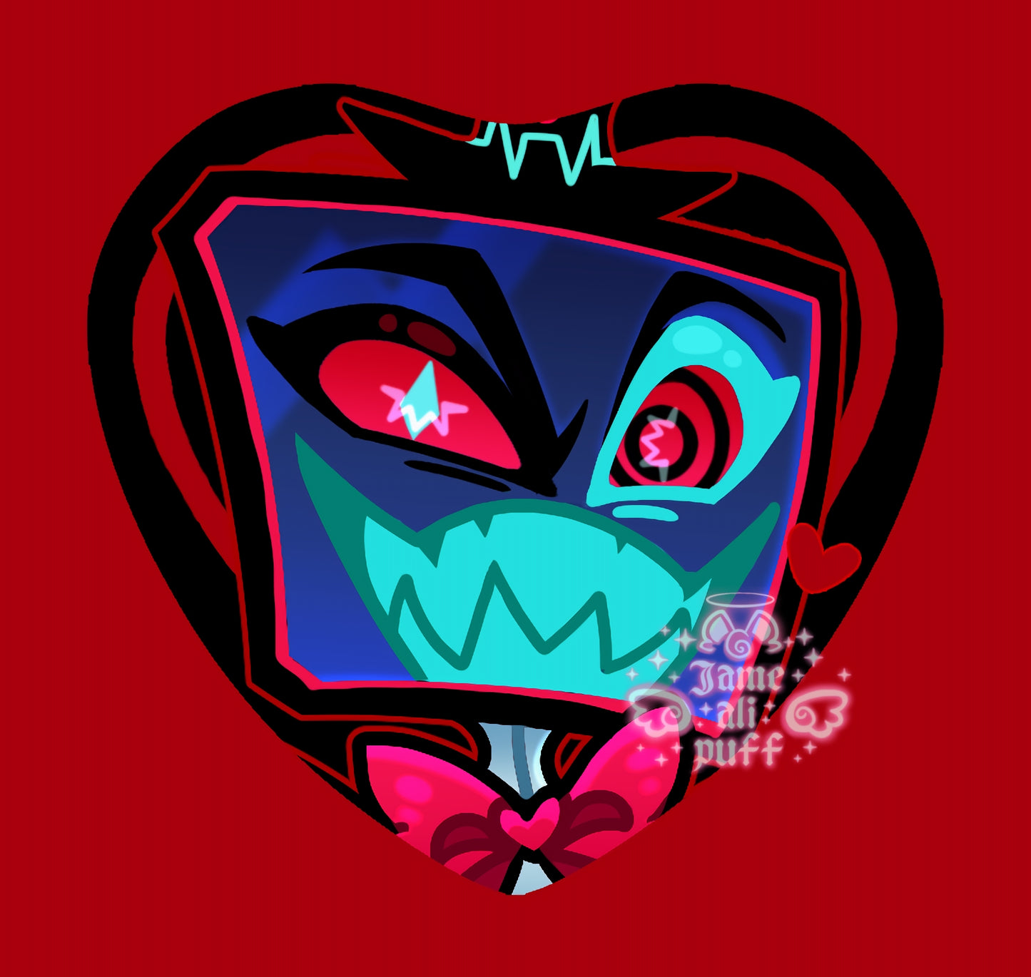 Hazbin Heart Holographic Ship Buttons - FANMADE Mix n Match Handmade Individual Duo All By Jamealipuff