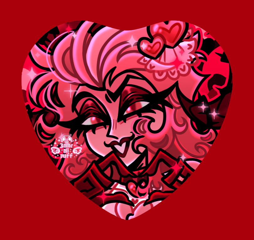 Hazbin Valentine's Heart Holographic Ship Buttons - FANMADE Mix n Match Handmade Individual Duo All By Jamealipuff