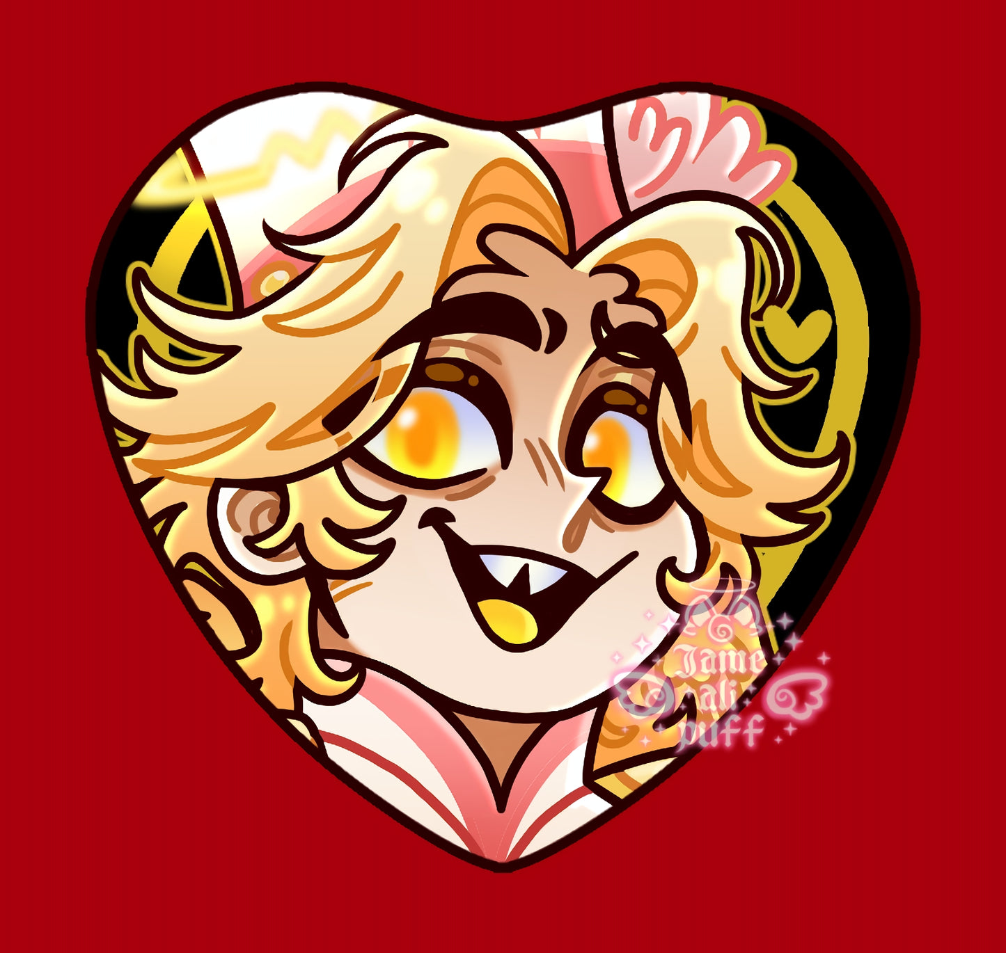 Hazbin Heart Holographic Ship Buttons - FANMADE Mix n Match Handmade Individual Duo All By Jamealipuff
