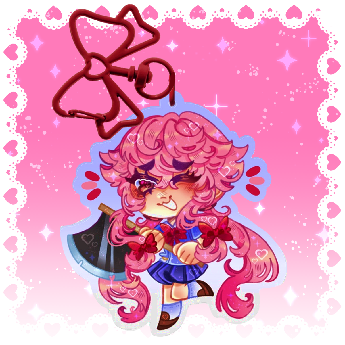 Yuno Gasai - PREORDER FANMADE Future Diary Acrylic Keychain By Jamealipuff