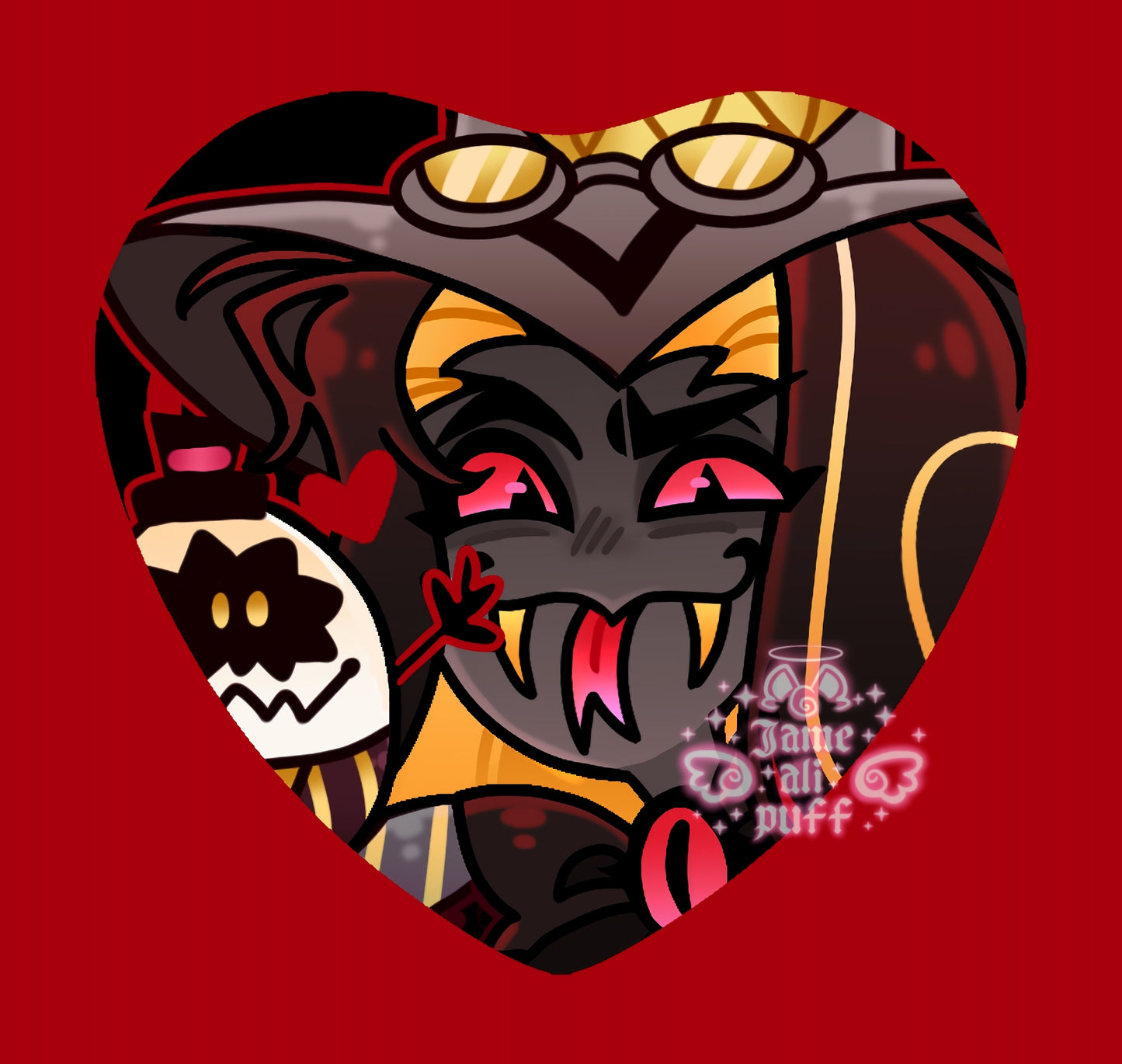 Hazbin Heart Holographic Ship Buttons - FANMADE Mix n Match Handmade Individual Duo All By Jamealipuff