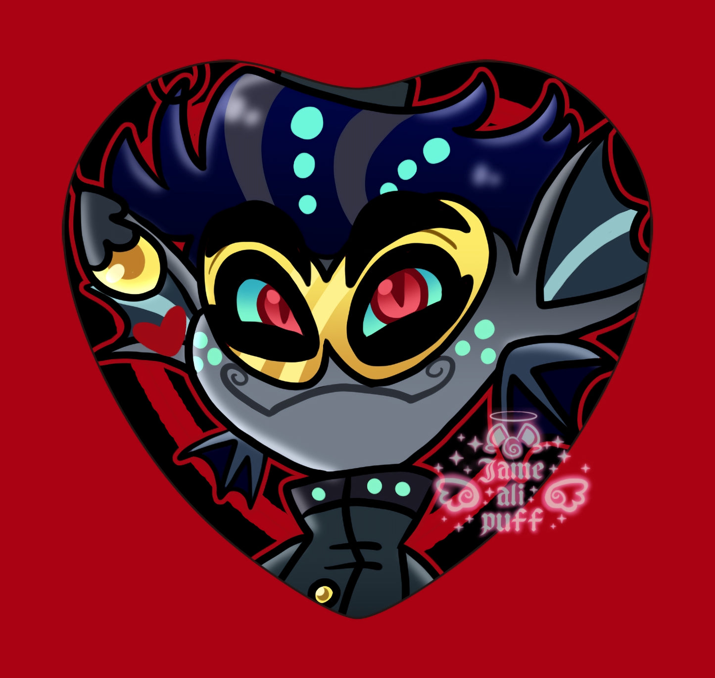 Hazbin Heart Holographic Ship Buttons - FANMADE Mix n Match Handmade Individual Duo All By Jamealipuff