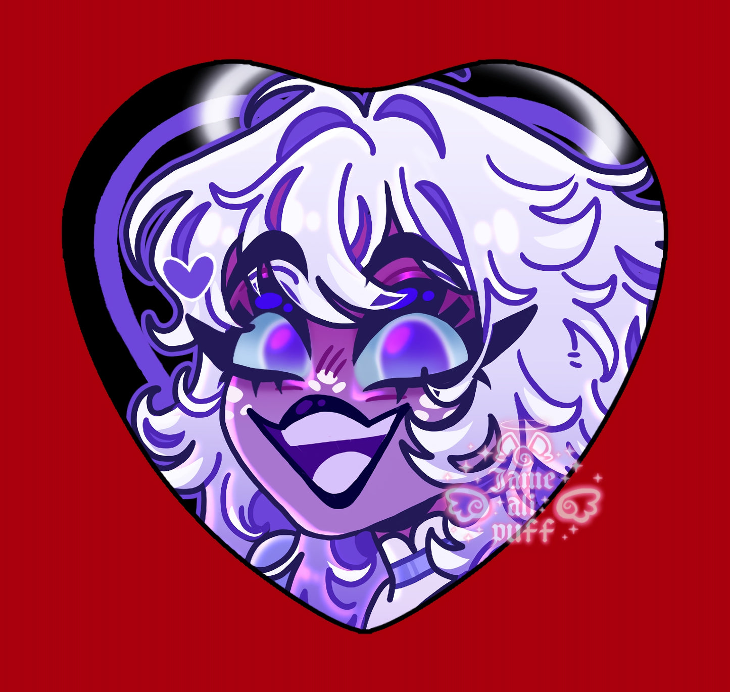 Hazbin Heart Holographic Ship Buttons - FANMADE Mix n Match Handmade Individual Duo All By Jamealipuff