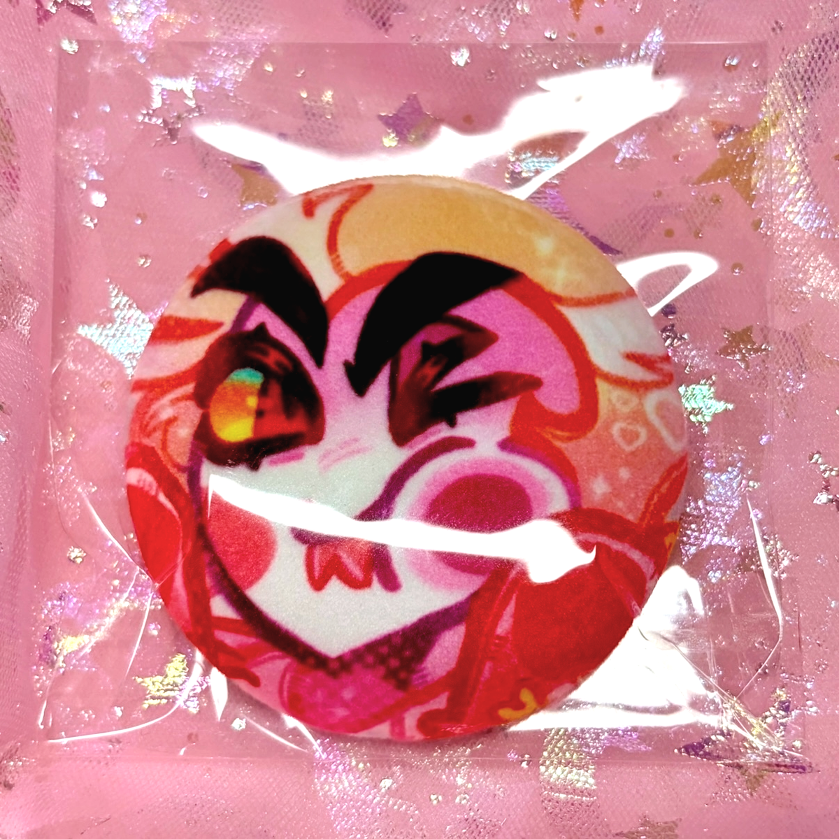 Hazbin Hotel IN HANDS 3D Cheek Poke Plush Button Pins By Jamealipuff