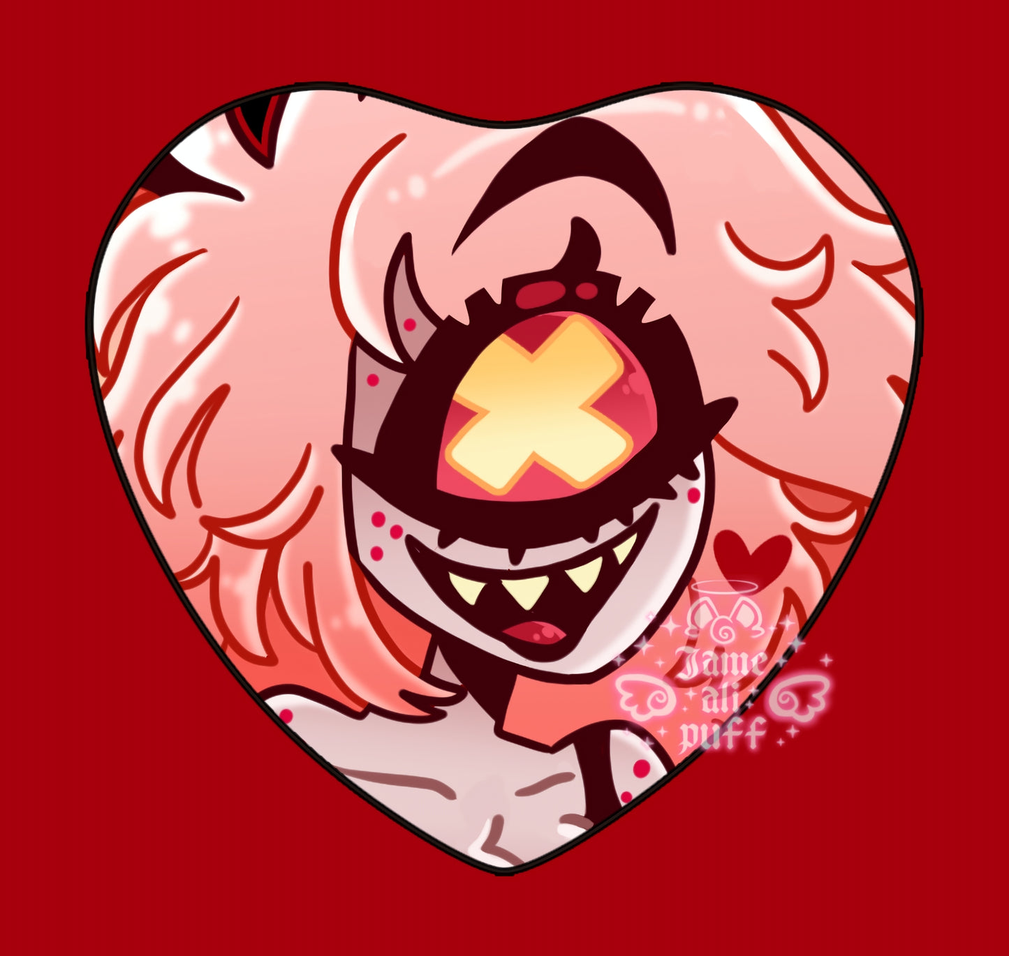 Hazbin Heart Holographic Ship Buttons - FANMADE Mix n Match Handmade Individual Duo All By Jamealipuff