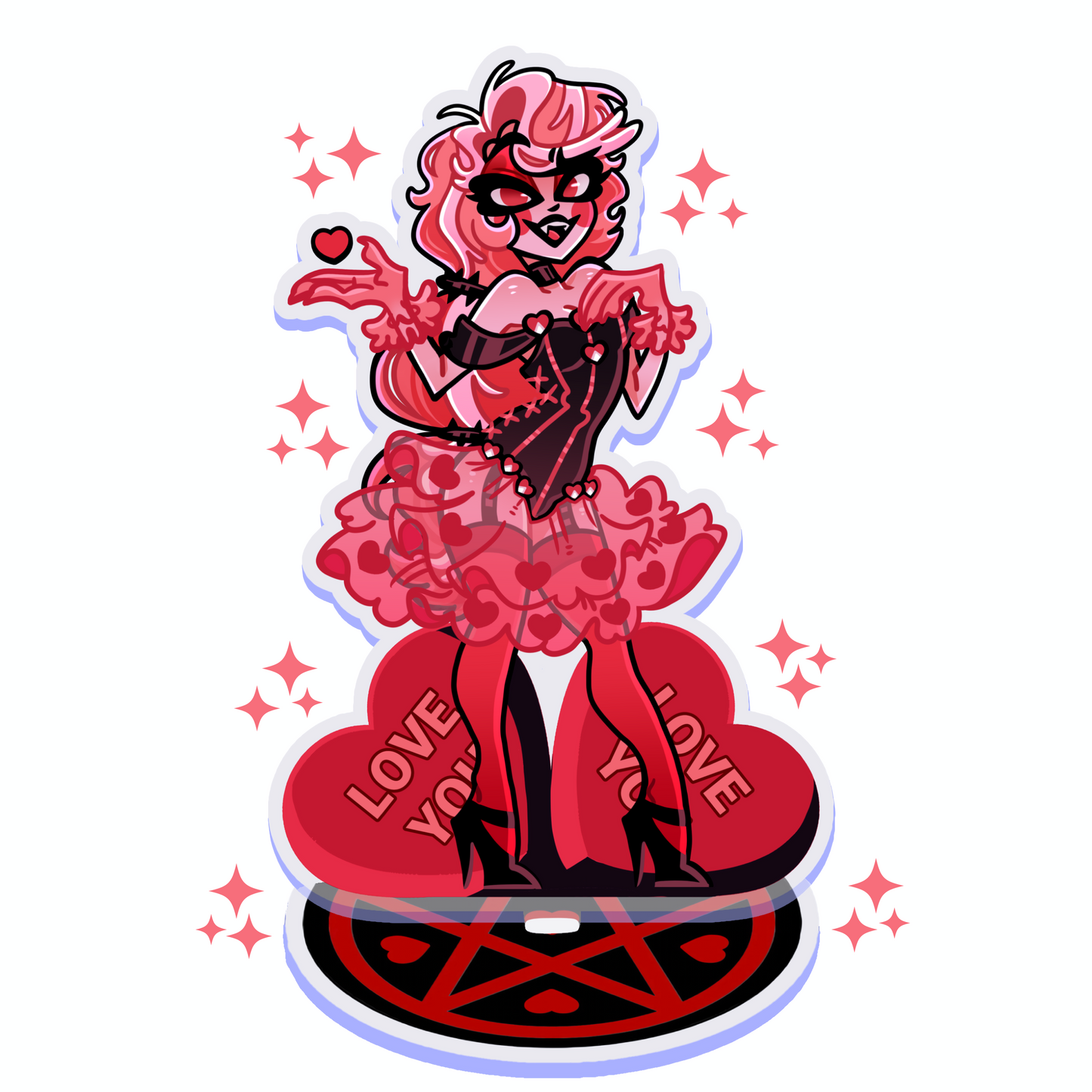 Charlie - IN HAND Valentine’s 2025 FANMADE Hazbin Hotel Acrylic Standee By Jamealipuff