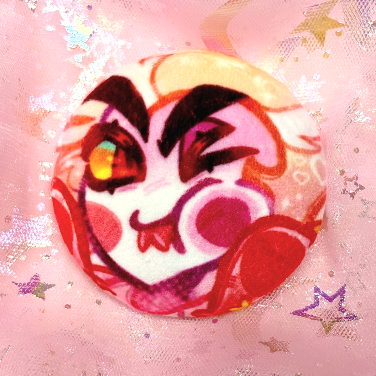 Hazbin Hotel IN HANDS 3D Cheek Poke Plush Button Pins By Jamealipuff